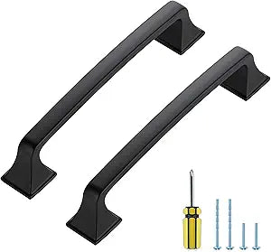 30 Pack Kitchen Cabinet Handles 5 Inch Hole Center Black Cabinet Pulls Solid Suqare Foot Drawer Pulls for Kitchen Cabinet Door Handles Matte Black Arch Dresser Handles for Cabinets and Drawers