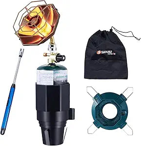 6800 BTU Propane Golf Cart Heater with Igniter, 2-in-1 Cup Holder & Propane Cylinder Base, Portable Outdoor Heater for Golfing, Camping, Fishing, Hunting and Hiking