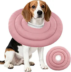 IDOMIK Dog Recovery Collar, Waterproof Soft Dog Cone After Surgery, Comfy Protective Elizabethan Collar Alternative for Dogs Cats, Adjustable Pet Neck Donut Cone Anti-Licking Biting Wounds,Pink,XL