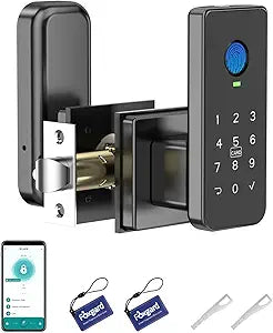 Foxgard Fingerprint Door Lock 5-in-1 Biometric Smart Lock with Keypad, App Control, Key, Auto-Lock, Electronic Deadlock Keyless Entry for Bedroom, Office, Indoor Use Includes 2 IC Cards