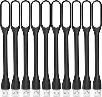 USB LED Light Lamp for Power Bank (10 PCS) Portable Eye Care Mini Night Light with Flexible Arm, USB Gooseneck Reading Lamps Book Light,Compatible for Desktop, Notebook Laptop (10-Black)