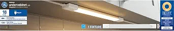 GE LED HD+ Undercabinet Light Fixture, Linkable Integrated Slim Profile Fixture for Kitchens, Warm White Color, Plug-in, 18in (1 Pack)