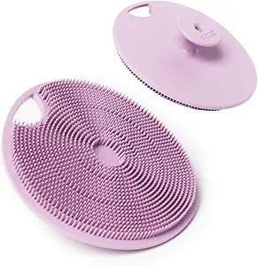 Boie USA Body Scrubber with Handle - Hygienic, Exfoliating Loofah Alternative - Feels Like Silicone Scrubber Gentle on Sensitive Skin, Hypoallergenic, BPA & Latex-Free, Made in the USA (Purple)