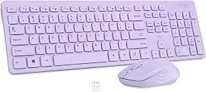 Rii Wireless Keyboard & Mouse Combo, Standard Office PC Set with Optical Mouse,Purple