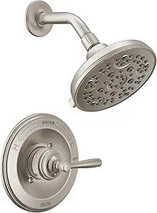 Delta Roe 14 Series 5-Setting Shower Faucet Set, Brushed Nickel Shower Head and Handle Set, Valve Trim Kit, Stainless T142985-SS (Valve Not Included)