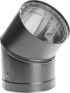 DuraVent 6DVL-E45 DVL Galvanized Steel/Stainless Steel Double Wall Wood Burning Stove 45 Degree Elbow Connector, 6 Inch Diameter