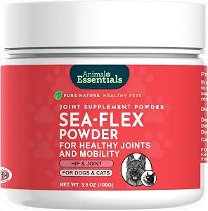 Animal Essentials Sea Flex Powder for Dogs & Cats - Pet Wellness Supplement for Joint & Hip Support, Natural Formula with Green Lipped Mussel & Seaweed, Source of Calcium - 3.5 oz