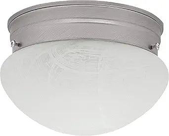 Capital Lighting 5678MN Scott White Faux Alabaster Glass Flush Mount Ceiling Light, 2-Light 120 Total Watts, 6" H x 9" W, Matte Nickel
