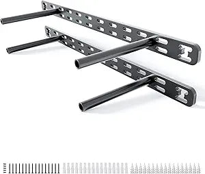 2pcs Floating Shelf Bracket Heavy Duty,Decorative Floating Shelf Hardware Hidden Black Metal Fireplace Mantel Brackets Without Jig (18"X8"X1.0" Without Tools)