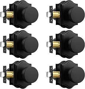 Probrico Black Door Knobs Interior, Passage Door Knobs for Closet Hallway, Heavy Duty Interior Closet Door Knob, 6 Pack