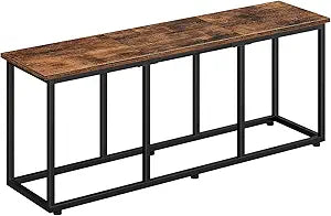 HOOBRO Dining Bench, 47.2 Inch Dining Table Bench, Industrial Style Kitchen Bench, Steel Frame, Easy to Assemble, for Kitchen, Dining Room, Rustic Brown and Black BF45CD01