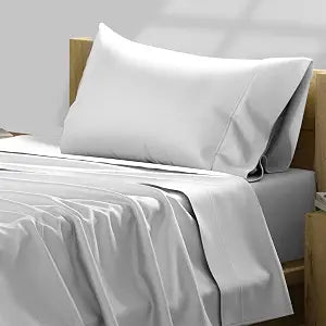 TEXAS LINEN CO. Luxury Egyptian Cotton Twin Size Sheet Set - Texan Talkin' Collection 600 Series 3 PC Deep Pocket Fitted and Flat Sheets, Extra Long Staple Sateen Bedding, Dorm Room Sheets - White