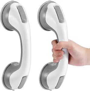 KVANT Grab Bars for Shower, 12 Inch Shower Handle for Seniors, 2 Pack Gray