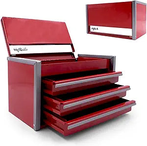 Red Mini Metal Tool Box with 3 Drawers and Top Storage, Portable Tools Storage and Organizers, Home DIY (red, 3 drawer)
