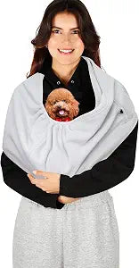 Hands-Free Cat Sling Carrier, Ultra-Soft Polar Fleece Pet Sling for Small Dogs & Cats 3-14 lbs, Machine Washable for Indoor Snuggling & Outdoor Use (Large, Grey)