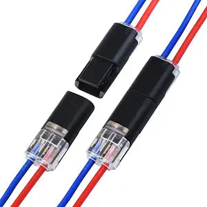 2 Wire Quick Disconnect Connectors 16-18 AWG 12V Solderless Wire Connectors, No Wire Stripping, Fast & Secure Electrical Connection for Automotive, LED Lights, DIY Projects (12 Pairs)