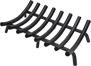 Fire Pit Grate - Fireplace Grate 20 Inch Heavy Duty Firewood Stove Log Holder Rack Solid Round Steel 3/4" Wrought Cast Iron Indoor Outdoor Camping Chimney Hearth Wood Burning Accessories Tools