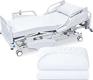 Linteum Textile Supply Bariatric Jersey Knit Fitted Sheets, 48"x86"x14" 2 Pack Soft Cotton Blend Hospital Bed Sheets for Nursing Homes, Assisted Living & Healthcare Use White