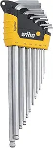 Wiha 66988 ErgoStar Ball End Hex L-Key Set, 13 Piece, Inch, Patented Auto-Open Holder, Chrome-V-Moly Steel