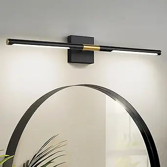 30 Inch Bathroom Light Fixtures, 16W 3CCT Dimmable Black and Gold LED Vanity Lighting Fixtures Over Mirror, 360?Rotatable Modern Bathroom Vanity Light Bar, AD-W9465-L75-BK