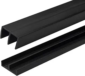 1/2" Panel Sliding Door Track - 36" Black Plastic Upper & Lower Set, USA Made, Pack of 1 - Outwater