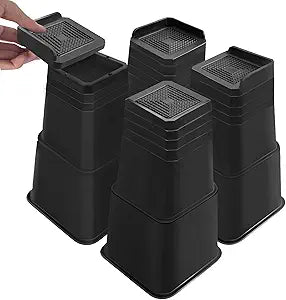 shouwuhho Bed Risers 12 inch Heavy Duty, Oversized Furniture Risers Support up to 6,000 Lbs for Sofa Table Couch Chair Leg Frame Dorm (4 Pack, Black, 12 inch)