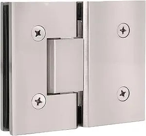 Shower Door Hinges, 180 Degree Glass Door Hinges, Heavy-Duty Brass Shower Door Replacement Parts for 5/16"-1/2" (8-12mm) Glass Thick, Brushed Nickel