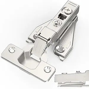 Chibery 1/8", 1/4", 5/16" Overlay Soft Close Concealed Hinge for Face Frame Door Frameless Door, 3D Clip-on Plate, Self Closing Hidden Satin Nickel, 105 Angle, H=3, Half Overlay, 20 Pack