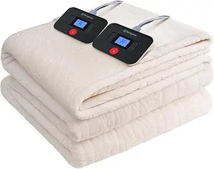 Westinghouse Electric Blanket Queen, Flower Jacquard Heated Blanket Queen Size with 10 Heating Levels and 1-12 Hours Auto-Off, Flannel to Sherpa Reversible, Machine Washable (84" x 90", Beige)