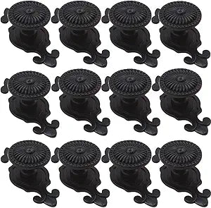Antique Cabinet Knobs, Vintage Retro Mushroom Drawer Knobs with Backplate, Dresser Pull Handles for Kitchen/Cupboard/Wardrobe/Cabinet (Black-Backplate, 12 Pieces)