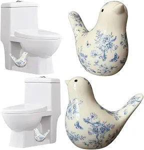2Packs Bird Toilet Bolt Covers Decorative Ceramic Birds Toilet Bolt Caps
