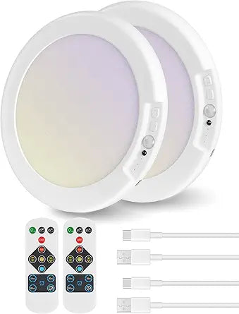 2 Pack Rechargeable Motion Sensor Ceiling Lights with Remote, Wireless Ceiling Light Battery Operated, Magnetic, 3CCT, Dimmable Shower Light, Motion Activated Light for Closet Bathroom Stairs Pantry