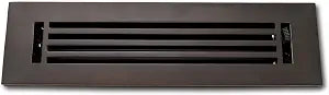 Madelyn Carter 2 x 12 Cast Aluminum Linear Bar Vent Cover with Damper - Oxidized Bronze (Overall: 3.75 x 13.5) | Floor Register - Wall Register