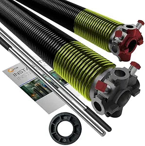 Garage Door Torsion Springs 207x1.75x23 for Left and Right Side of Garage Door with 1" Nylon Bushing and Winding Bars, Precision E-Coating 5-Year Warranty Minimum 30,000 Cycles (Pair)