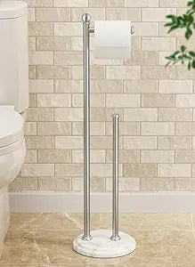 KES 29" H Anti-Wobble Toilet Paper Holder Stand with 3X Weighted Marble Base, 18/8 Stainless Steel Free Standing Toilet Paper Holder with Storage for 5 Rolls, Vintage Brushed Finished, BPH236-2