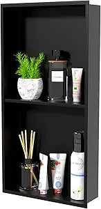 NLShan Shower Niche No Tile Needed: Recessed and Stainless Steel Wall Niche with Double Shelves - Easy Installation for Shower Storage