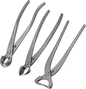 M METERXITY 3Peice Bonsai Tool Set - 8.3 Inch High Carbon Steel Knob Concave Cutter, Bonsai Tree Plants Modeling Tools, Applying to Gardening Pruning Branches/Knobs/Tumors (210mm, Gray)