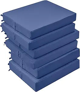 GUHER Outdoor Chair Cushions Set of 6,Waterproof Patio Cushions for Outdoor Furniture with Ties and Hidden Zipper,Memory Foam Outdoor Seat Cushion,18.5"x16"x3",Navy Blue