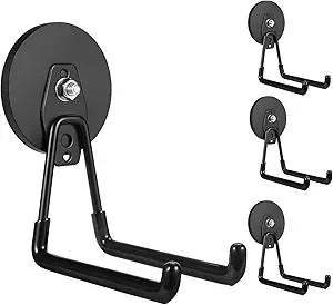 ENUODA Magnetic Hooks Heavy Duty Rare Earth Magnets with Hooks Large Magnetic Tool Holder for Hanging Garden Tools, Drills, Shovels, Brooms, Hoses, Extension Cord, Garage Organization, 4PCS