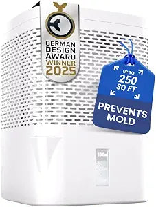 Non-Electric Dehumidifier Moisture Absorber for Basement, Bathroom, Closet & RV, Includes 24oz Refill Pack with Dehumidifier Granules, Reusable, White