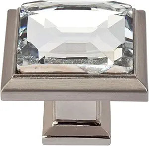 Atlas Homewares 340-BRN Legacy Crystal Brushed Nickel 1.3-Inch Square Knob