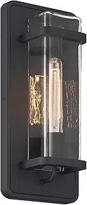 DESIGNERS FOUNTAIN Pearl Street Outdoor Light Fixture, 16 Inch Exterior Wall Lantern Sconce for Front Door, Patio and Porch, Black, D303M-7EW-BK