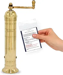 Alexander Home Original Greek Pepper Mill, 9-Inch Brass European Manual Pepper Grinder, Refillable, with Polishing Cloth