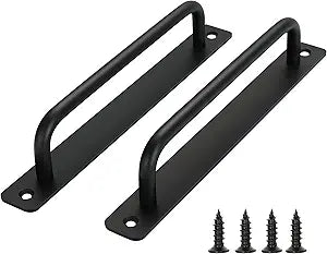 Malimali 10 Pack Black Aluminium Barn Door Handles, 7-1/2" Hole Center, Modern Design, Rust-proof, Lightweight, Easy to Install