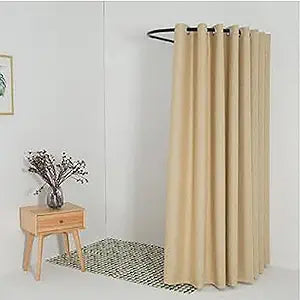Clothing Store Fitting Room,Portable Simple Mobile Changing Room,with Shading Curtain and Hook Up,Area Metal Track Locker Room for Shopping Malls,for Office Outdoor Activity and The Mall