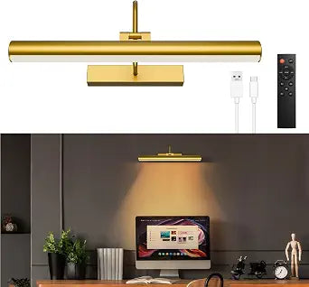 13" Rechargeable Picture Light for Wall Art, Brass Finish