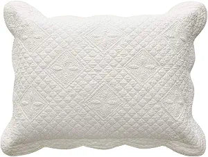 Sage Garden Luxury Pure Cotton Quilted Standard Pillow Sham 20'' x 26'', Ivory