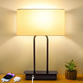 BesLowe 16 Table Lamp for Bedroom, Bedside Nightstand Lamp with LED Bulb