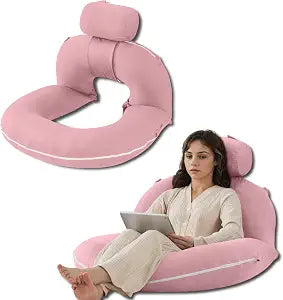 INSEN Reading Pillow, Back Pillow for Sitting in Bed for Reading, Nurse & Relax, Reading Pillow for Adults, Moms & Kids, Sit Up Pillow for Bed, Pink