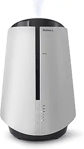 Holmes 1-Gallon Top-Fill Ultrasonic Cool-Mist Humidifier with Disinfectant Protection and 7 Color LED Lights White